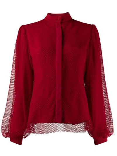 Atu Body Couture Layered Net Blouse In Red