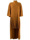 Atu Body Couture Asymmetric Pleated Dress In Neutrals