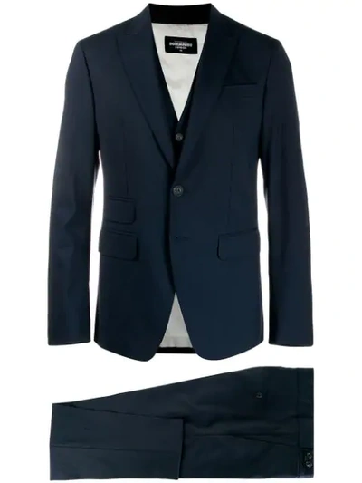 Dsquared2 Three Piece Suit In Blue