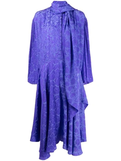 Chloé Scarf Neck Printed Dress In Blue