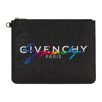 Givenchy Large Handwritten Logo Pouch In Black