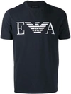 Emporio Armani Embroidered T-shirt In Blue