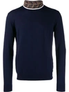 Fendi Logo High-neck Knitted Jumper In Blue