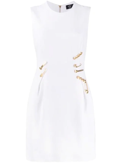 Versace Embellished Stretch-crêpe Minidress In White