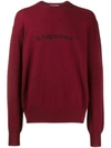 Givenchy Embroidered Logo Sweater In Bordeaux