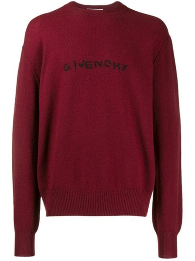 Givenchy Embroidered Logo Sweater In Bordeaux
