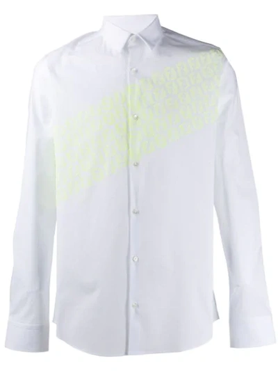 Fendi Textured Ff Logo Shirt In White