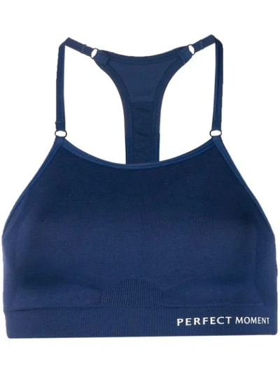 Perfect Moment Racerback Sports Bra In Navy