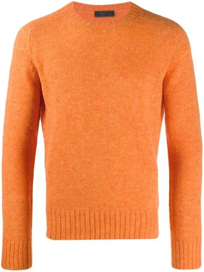 Prada 'shetland' Pullover Mit Rundem Ausschnitt In Orange