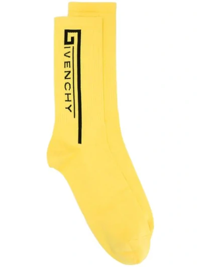 Givenchy Logo Socks In Yellow