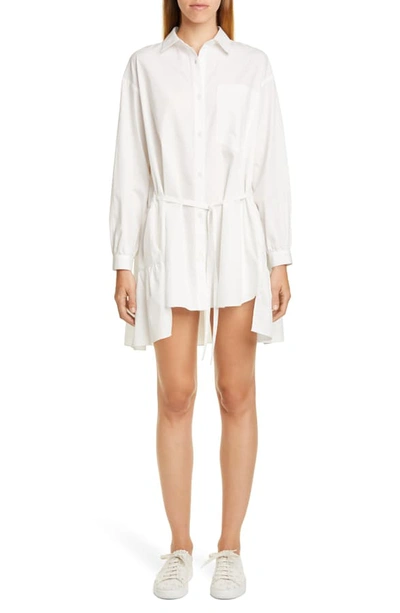 Sandy Liang Ums Tiered Long Sleeve Shirtdress In White