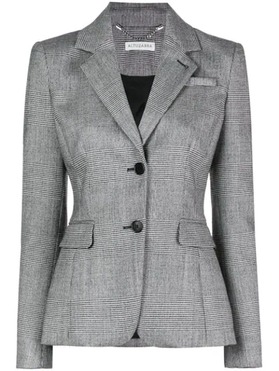 Altuzarra Fenice Glen Plaid Stretch Wool Blazer In Black White