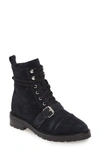 Allsaints Donita Combat Boot In Gunmetal Leather