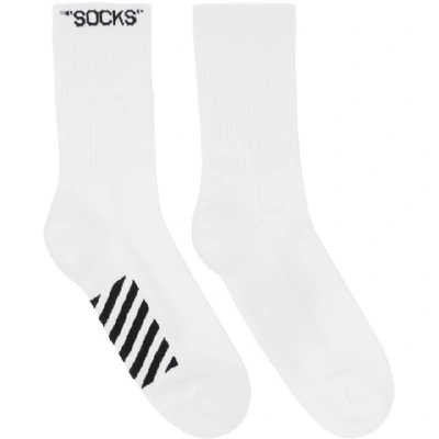 Off-white White & Black Basic Socks In 0110 White Black