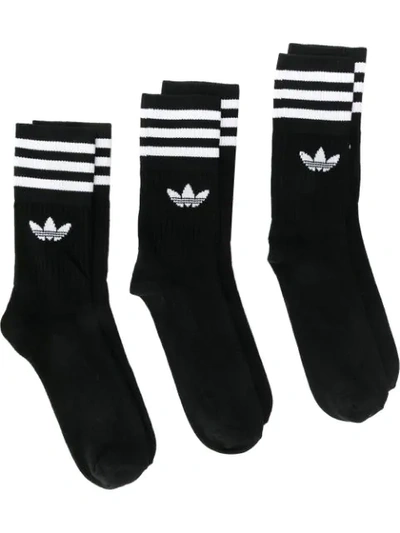 Adidas Originals Multipack Logo Socks In Black