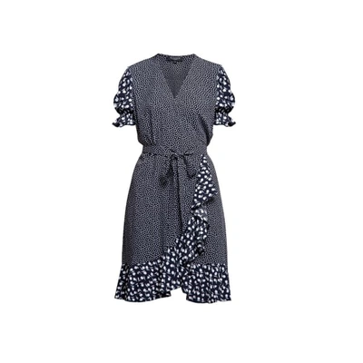Rumour London Myla Ruffled Wrap Dress With Short Sleeves In Floral Print