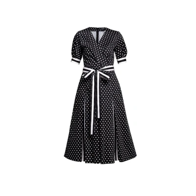 Rumour London Jennifer Polka Dot Flared Cotton Dress With Striped Details & Slits