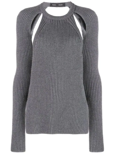 Proenza Schouler Open Back Cutout Virgin Wool Rib Knit Sweater In Grey