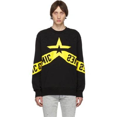 Diesel Bay Star Graphic Distressed Sweatshirt In Black