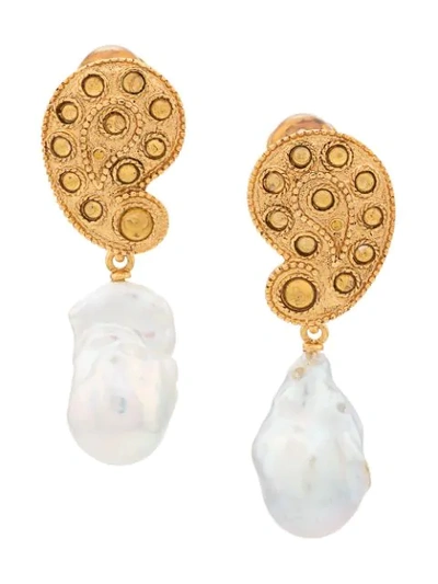 Oscar De La Renta Baroque Pearl Clip-on Earrings In Gold