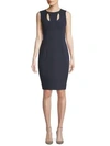 Milly Cressida Sleeveless Stretch-crepe Dress W/ Cutouts, Navy