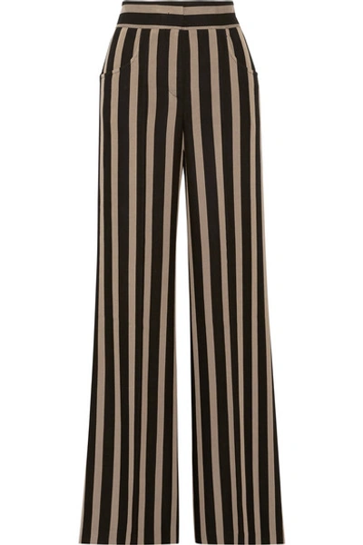 Etro Striped Grain De Poudre Wide-leg Pants In Black-white