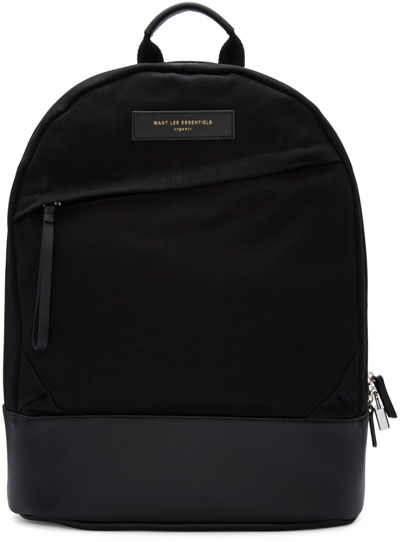 Want Les Essentiels De La Vie Want Les Essentiels Black Canvas Kastrup Backpack