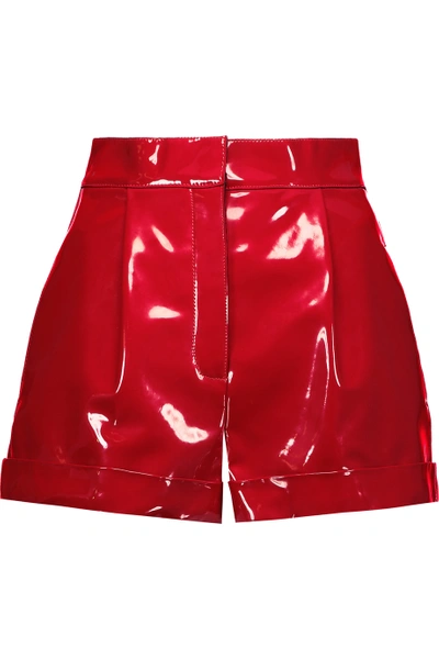 Valentino Pleated Faux Patent-leather Shorts | ModeSens
