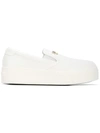 Kenzo 40mm K-py Brushed Faux Leather Sneakers, White In Blanc