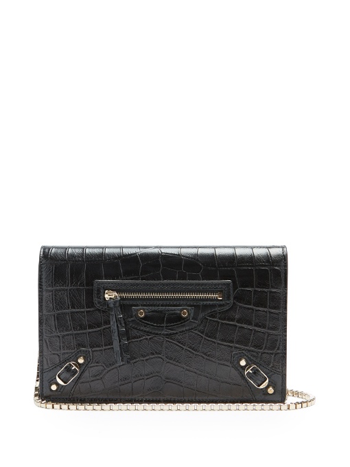 Balenciaga Classic Chain Crocodile-effect Cross-body Bag In Black ...