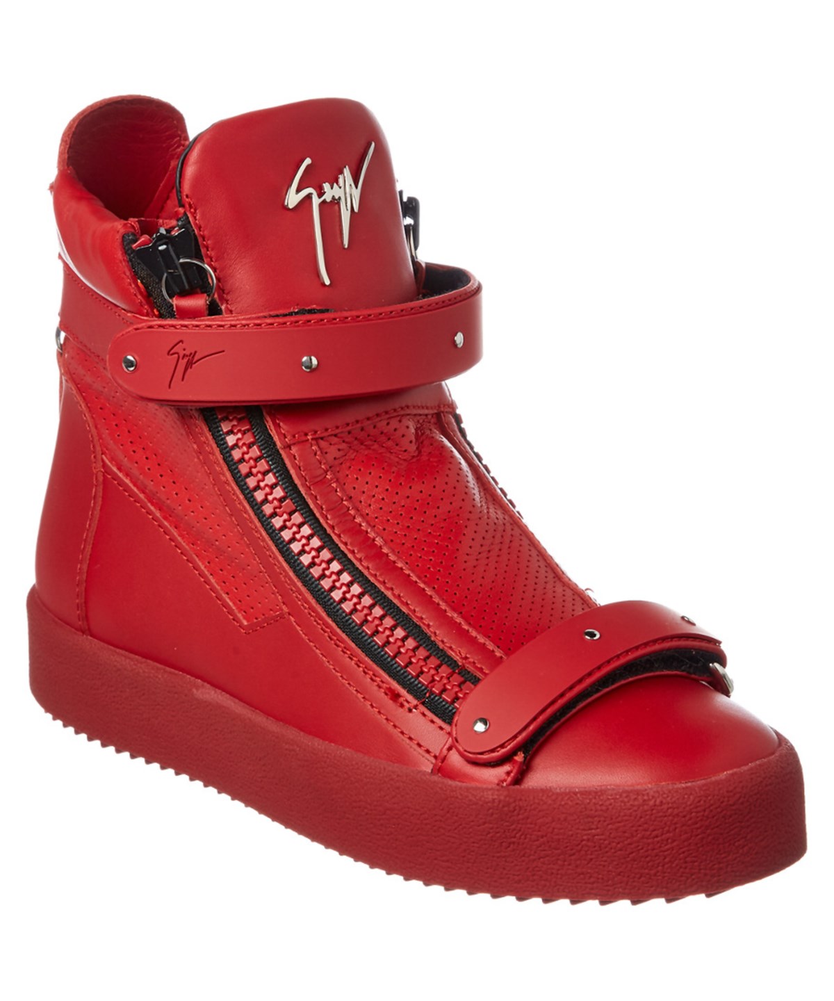 Giuseppe Zanotti Perforated Leather High Top Wedge Sneaker' In Red ...