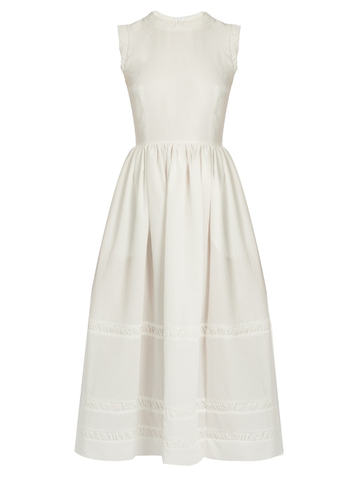 Emilia Wickstead Darcia Cloqué Dress In White | ModeSens