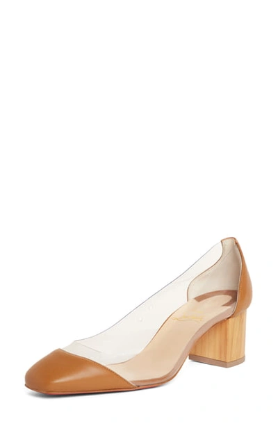 Christian Louboutin Grandola Pvc/leather Red Sole Pumps In Camel