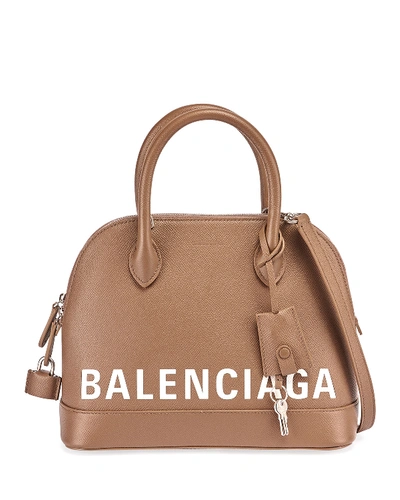 Balenciaga Ville Small Aj Calfskin Top-handle Bag In Taupe