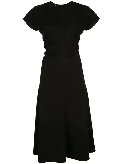 Proenza Schouler Textured Crepe Short Sleeve Dress In Black