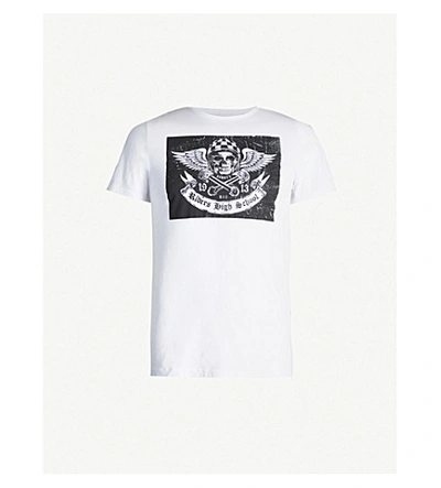 Schott Skull-print Cotton-jersey T-shirt In White