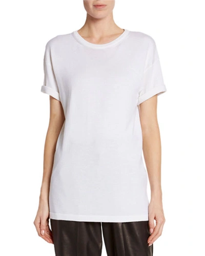 Tom Ford Cashmere-silk Short-sleeve T-shirt In Off White