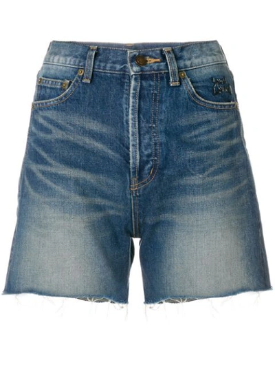 Saint Laurent Cut-off Denim Shorts In Blue