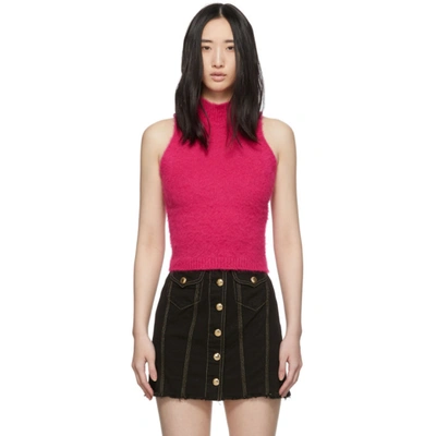 Versace Fluffy Knitted Jumper In Pink