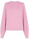 Ganni Isoli Balloon-sleeved Cotton Sweatshirt In Pink
