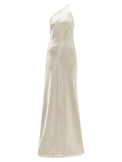 Galvan Roxy Sleeveless Satin Maxi Dress In Platinum