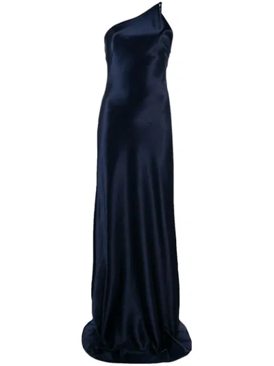 Galvan Roxy Metallic Evening Dress Navy Blue In Black