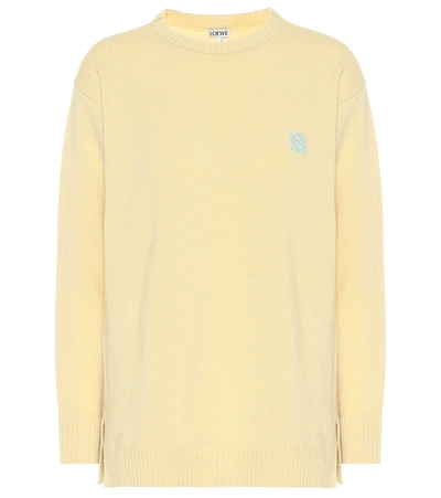 Loewe Anagram Embroidered Logo Knit Sweater In Yellow