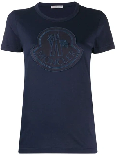 Moncler Logo Cotton Jersey T-shirt In Blue