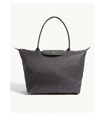 Longchamp Le Pliage Large Nylon Tote Bag In Grey