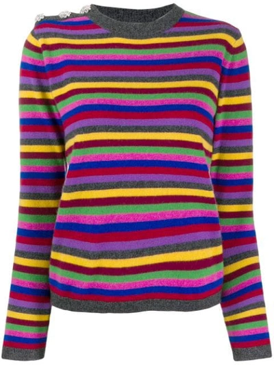 Ganni Crystal-embellished Striped Cashmere Sweater In Multi