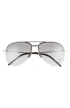 Saint Laurent 59mm Aviator Sunglasses In Silver