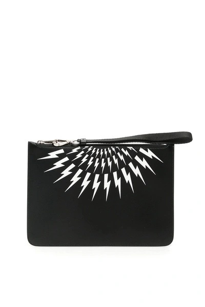 Neil Barrett Thunderbolt Fair-isle Handbags In Black,white