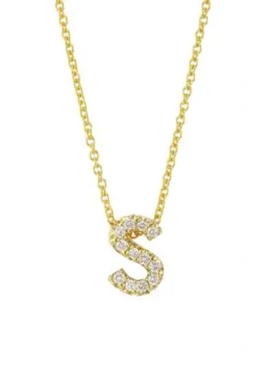 Roberto Coin Women's Tiny Treasures Diamond & 18k Yellow Gold Letter S Pendant Necklace In Initial S