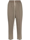 Rick Owens Drop-crotch Cropped Trousers In Grey